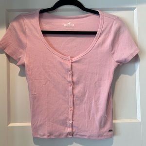 Hollister Pink Button Baby Tee size medium